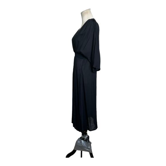 Pampelone black short sleeves v neck midi dress size small - Picture 11 of 11